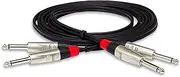 Hosa Dual Rean 1/4 Inch TS to Same Pro Stereo Interconnect Cable, 15 Feet