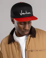 [Venture] Venture Men's Basic '92 Snapback Cap in Black/Red One Size Black/Red