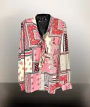 Talbots Tie Neck Champagne Rose Button Up Long Sleeve Blouse Size PM Womens NWT