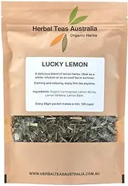 Herbal Teas Australia Organic 'LUCKY LEMON' Tea 50gm - Organic Herbal Tea with Lemon Myrtle/min 100 cups from every packet