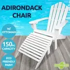 Adirondack Chair W/ Ottoman Outdoor Lounge Furniture Garden Beach Deck White