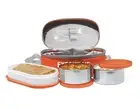 Lunch Box 2 Stainless Steel Container 280 ml 1 Microwave Safe Container- Orange