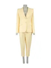 Yellow Wool Tailored Trousers Suit