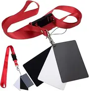 Homoyoyo 2pcs White Balance Card with Neck Lanyard Strap for Photography Durable Grey Exposure Cards Portable for Accurate Calibration DSLR and Film