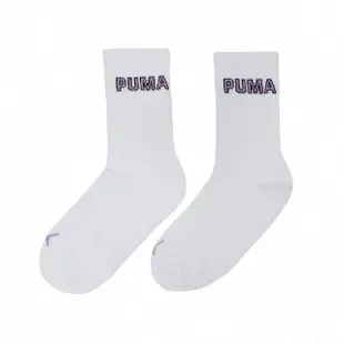 【PUMA】長襪 Fashion Crew Socks 白 紫 中筒襪 休閒襪 襪子(BB1421-08)