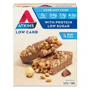 3 x 5 Pack Atkins Low Carb 37g Day Break Protein Bar Healthy Diet Snack Hazelnut Crisp 15 pcs