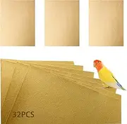 Hamiledyi Bird Gravel Paper, Special Sea Sand Liner for Page, Parrot Cage Gravel Paper Mat, 17x11 Inch Disposable Cushion Pads for Bird Parakeet Budgie 32PCS