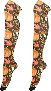 [Caihoyu] Over-Knee Socks for Women Stretchable Long Knee-High Socks Baseball Socks Football Socks for formal Events Bright Pattern Of Various Autumn Elements, Bright Pattern of Various Autumn Elements