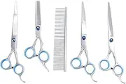 PENIKOKO 1set Stainless Steel Dog Grooming Scissors Kit Curved Shears Thinning Scissors and Comb for Pet Hair Trimming for Dogs and Cats Easy to Clean and Durable