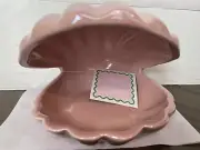 Pink Clamshell Ceramic Trinket Tray Storage Jewelry Vanity