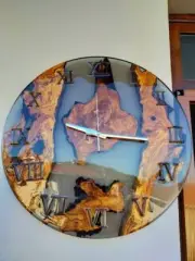 Unique Wall Clock Design Epoxy Resin Art & Acacia Wood Clock For Home Decor