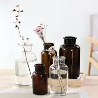 在飛比找樂天市場購物網優惠-玻璃花瓶 棕色款 透明款 大小瓶口 花器 花藝 擴香瓶 瓶子