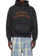 Geo organic-cotton hoodie L Black