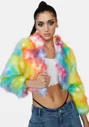 [Cyberdog] LED Crop Faux Fur Jacket