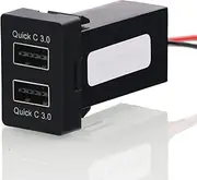 QC3.0 Dual USB Power Socket, Quick Charge Car Charger USB Adapter for Smart Phone PDA iPad iPhone Android GPS Suitable for Toyota (Type A)
