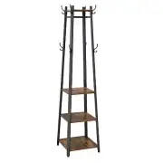 ALINRU Coat Rack with 3 Shelves Stand with Hooks for Scarves Bags and Umbrell...