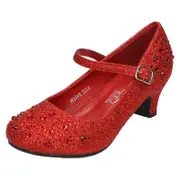Girls Junior Spot On Sparkly Kitten Heel Party Shoes H3046 Red UK 9 Infant