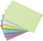 Index Cards Lined, Blank Back, Pack of 450, 200 g/m² Thick Paper, 12.7 x 7.6 cm, 6 Colours, Flashcards, Presentation Cards for Travel, Vocabulary Learning, Exam, Presentation, Office, School