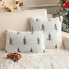 Christmas Tree Pattern Cushion Cover Cozy Fluffy Pillowcase