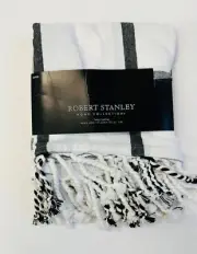 New Robert Stanley black and white plaid table throw 40" x 40" home decor