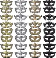 FEQO 32 Pieces Masquerade Masks Vintage Antique Masks Venetian Masks