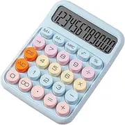 Mechanical Calculator 12 Digit Large Display Big Round Button Cute Candy d Calculator Suitable for Office School Home for Students Accountant - Blue
