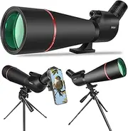 Sfeoot 25-75x80 HD Spotting Scope Tripod and Cell Phone Adapter, BAK4 Prismatic Spotting Scope Sharp Images for Target Shooting, Bird Watching, Hunting, and Wildlife Observation (Black)