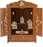 Wooden Wall Hanging Temple for Home and Shop, Office and Home Showpiece Temple - Brown (RED 2), 41 X 28 X 19 CM