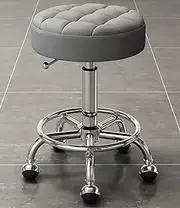 Rolling Salon Stool Adjustable Height Swivel Stool, Beauty Nail Barber Shop Swivel Lifting Round Stool with Wheels and Foot Rest for Salon Esthetician and Home Office,Dark Grey