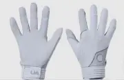 UNDER ARMOUR UA Harper Pro White Grey Silver Baseball Batting Gloves NEW Mens S