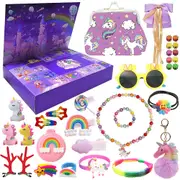 Christmas Advent Calendar 2024 Unicorn Theme Girls Accessories Toys 24 Days Xmas Countdown Calendar Collection Kids Children Girls Gift