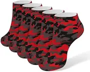 [LPSADGF] Red Camo Socks Low Cut Ankle Sock Athletic Running Low Cut Socks Thin Soft Ankle Socks Unisex, White