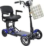 Fold and Travel Lightweight Mobility Scooters for Adults Elderly Seniors Medical 4-Wheel Powered Scooter Wheelchairs Foldable Ultra Lightweight Electric Wheelchair Carrier Power(B)