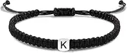 [DOLLRINBOY] Initial White Bead String Bracelets with for Women Men Teen Girls Boys Handmade Adjustable Rope Braided with Letter A-Z Black Letter Heart Bracelet for Matching CouBeadple Bracelets Friendship