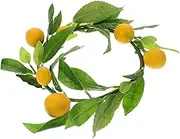 CLISPEED 1pc Simulation Lemon Wreath Green Leaves Birthday Picks Artificial Door Ornament Decor Welcome Fruit Faux Vines Home Fake Lemon Farmhouse Realistic Living Garlands Wreaths Wooden