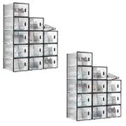 24PCS Shoe Box Sneaker Storage Display Case Clear Plastic Boxes Organiser Stackable Extra Large x2