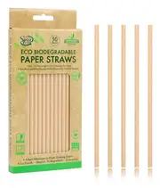 50 x Eco Biodegradable Straw Drinking Brown Paper Bamboo Straws Party Tableware
