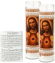 Catholic Prayer Candles - Candles - R (Unscented Candles POn Each Candle - Church Vigil Devotional [BUNDLE, 2 Pcs.] (Jesus & The Sacred Heart)