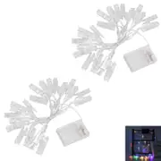 2pcs LED Photo Clip Copper String Lights Hanging Picture Peg Clip Fairy Light for Bedroom Party Decor-Colour