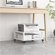 Printer Stand 2 Tiers Under Desk Printer Stand Small Rolling Movable Printer Desk with 4 Wheels Office Printer Shelf for Mini 3D Printer, 50×40×25cm Printer Table