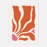 Galrie Vibrant Abstract Orange and Pink Minimalist Art Print for Modern Decor, White Frame, A4 21 x 30cm (8 x 12inch)