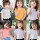 女童短袖T恤夏季純棉T韓版中小童純色薄款休閒上衣