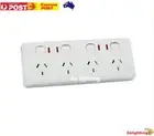 4 Gang Quad Double Pole GPO with NEON Indicator Outlet Power Point Socket Light