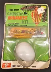 Fibre-Craft Sequin Christmas Ornament Kit 9105 70’s - NOS egg shaped