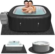 GQFOWE 80"X80" Hot Tub Mat, Inflatable Pad, Reusable Above Ground Pool Protector, Water-Absorbent Flooring Protector, Washable Spa Mat for Indoor Outdoor Use