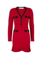 Self-portrait Sequin-embellished Waffle-knit Mini Dress - Red - M (UK12 / M) M (UK12 / M)