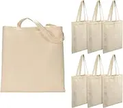 6 Pack Economical 38x45cm Blank Cotton Tote Bags, Lightweight Medium Reusable Grocery Shopping Canvas Bag, Suitable for DIY, Advertising, Promotion, Gift, Activity