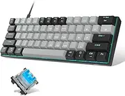 60% Mechanical Keyboard,MageGee Gaming Keyboard with Blue Switches and Sea Blue Backlit Small Compact 60 Percent Keyboard Mechanical, Portable 60 Percent Gaming Keyboard Gamer(Black Grey)…