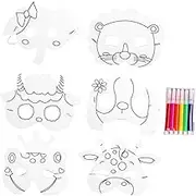 KOMBIUDA 1 Set Blank Animal Masks for Creative Paper Mask Crafting with Markers Fun Dress Up Party Favors for Birthday and Events Enhance Creativity and Motor Skills