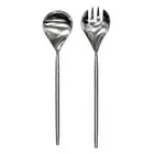 2pc Ladelle Hand Forged Steel Salad Servers Spoon/Fork Set Hammered Silver